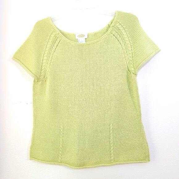 Talbots green cotton short sleeve pullover sweater - Picture 1 of 5